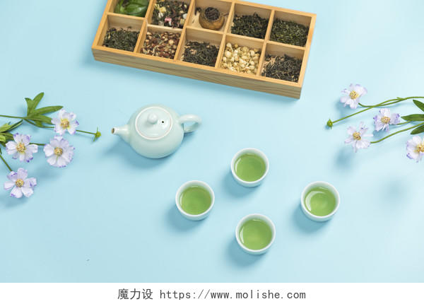 清明喝茶茶具功夫茶背景图片